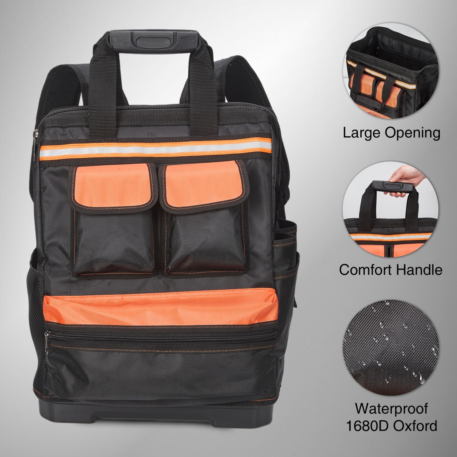 Tool Storage Bag Organizer Tool Backpack with 12 Pockets 1680D Oxford Fabric