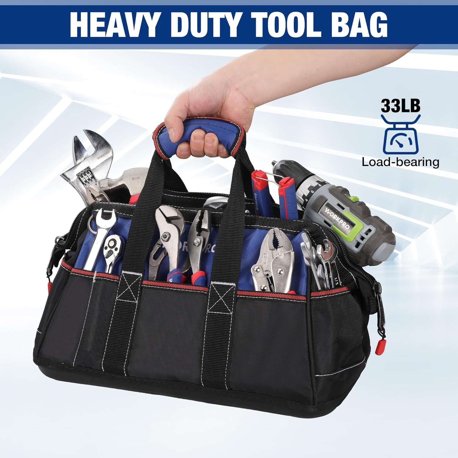 Durable 16-Inch Waterproof Tool Bag | Multi-Pocket Design for Tool Organization