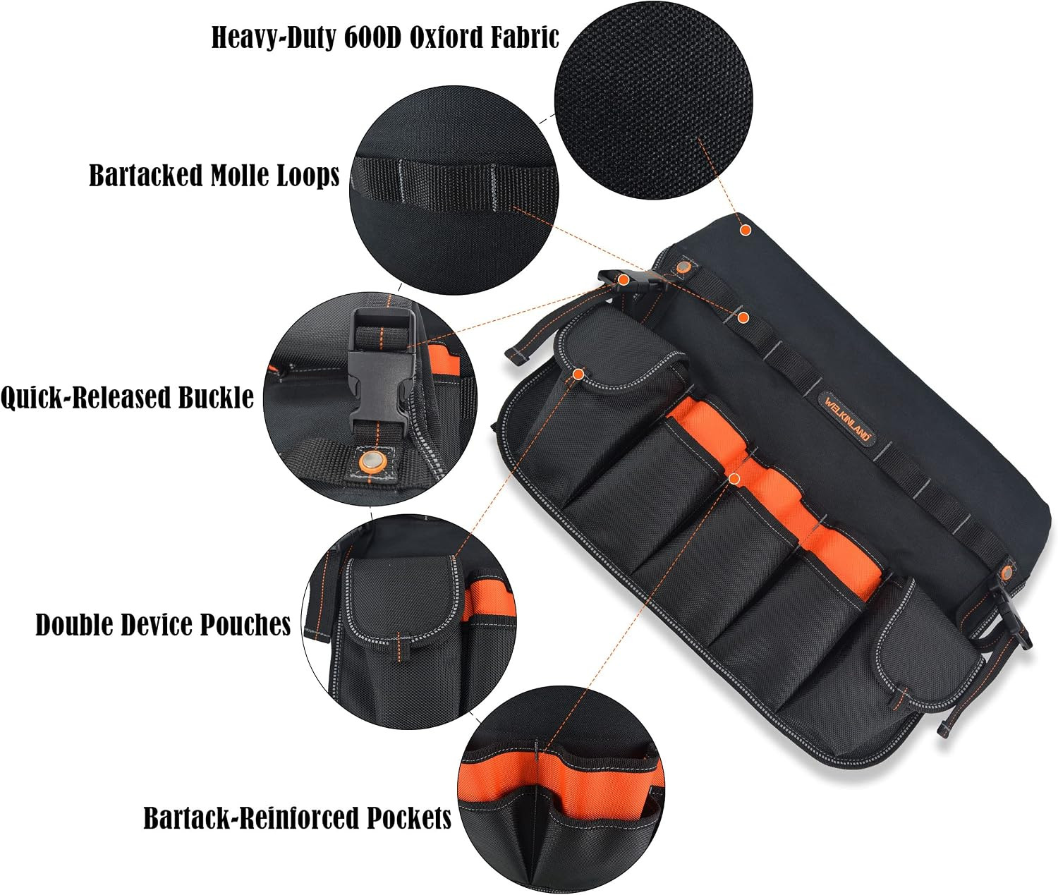 5 Gallon Bucket Tool Organizer, 47-Pocket 15L Bucket Tool Bag | Heavy-Duty Bucke