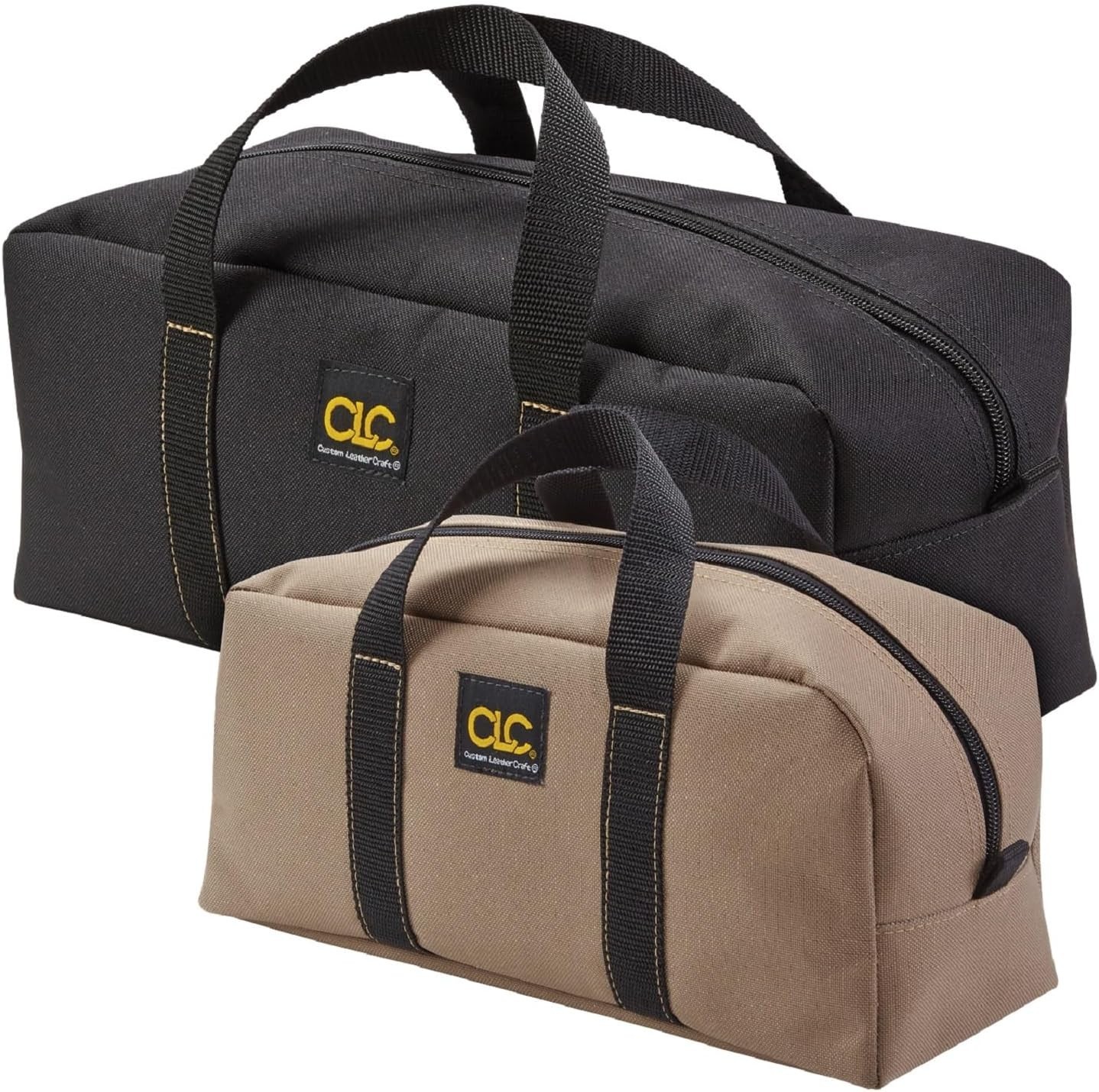 2 Pack Medium and Large Utility Tote Bag Combo,Black/Beige