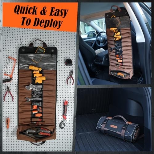 23-Pocket Heavy-Duty Canvas Tool Roll Bag, Waterproof Tool Wrap Organizer, Easy-