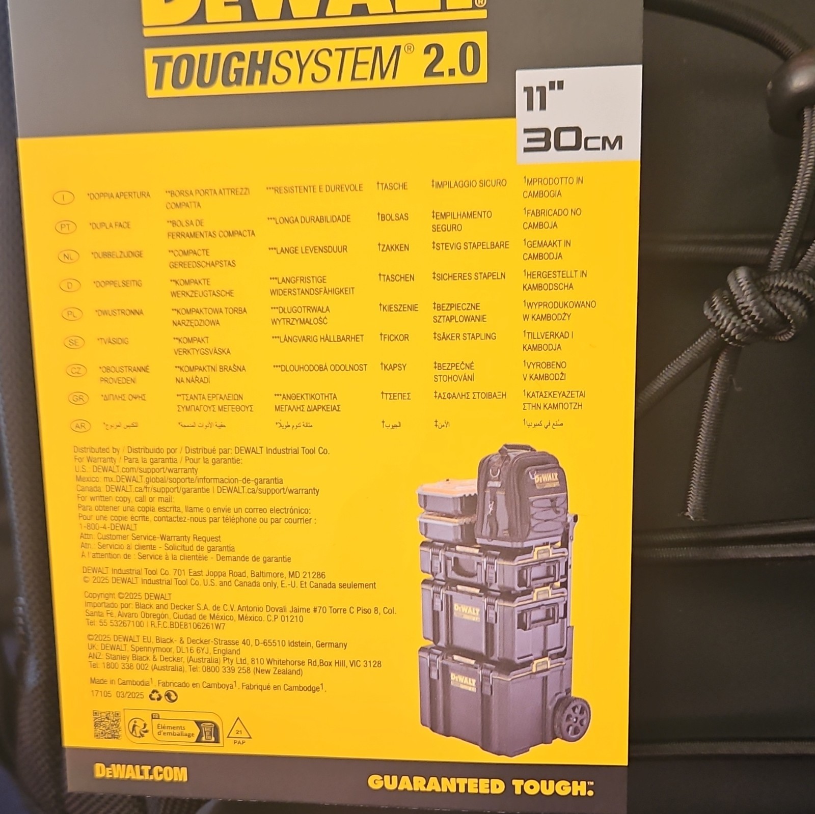 DeWALT DWST08025 TOUGHSYSTEM 2.0 Durable 1680D Compact Tool Bag w/ 25 Pockets