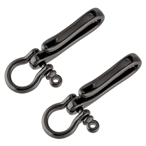 2pcs Fish Hook Keychain, Brass Key Ring Solid U Shape Key Length-2.5″ Gunmetal