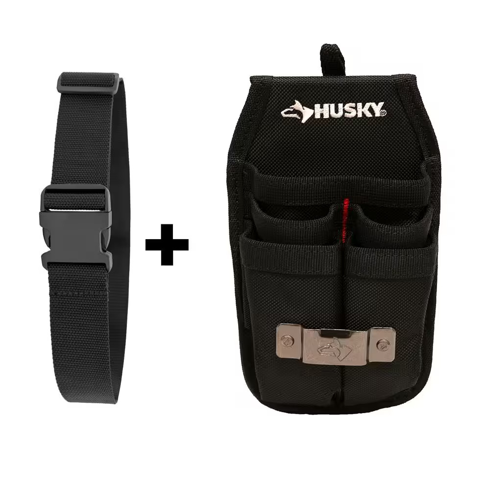 2 In. Quick Release Work Tool Belt with 5.5 In. 4-Barrel Tool Belt Pouch