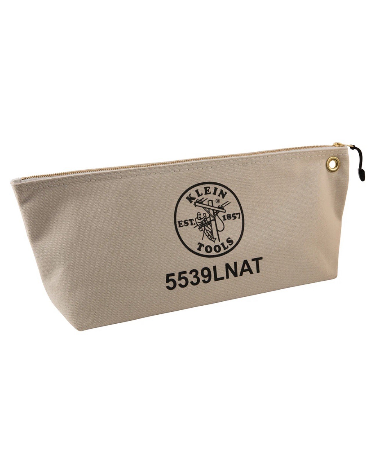 Klein Tools 5539LNAT Canvas Zipper Pouch, 16-Inch Tool Bag Storage Organizer