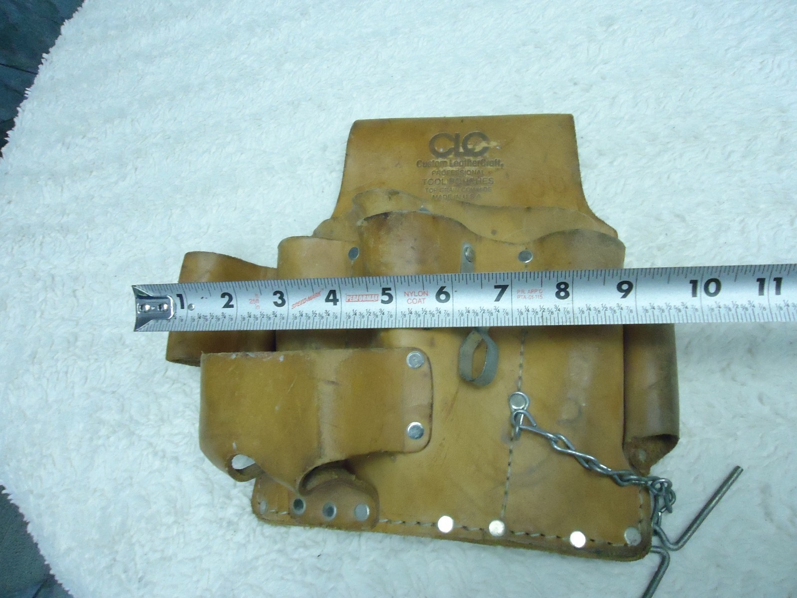 CLC TAN LEATHER PROFESSIONAL 12 COMPARTMENT HIP TOOL POUCH NO. W500 ^