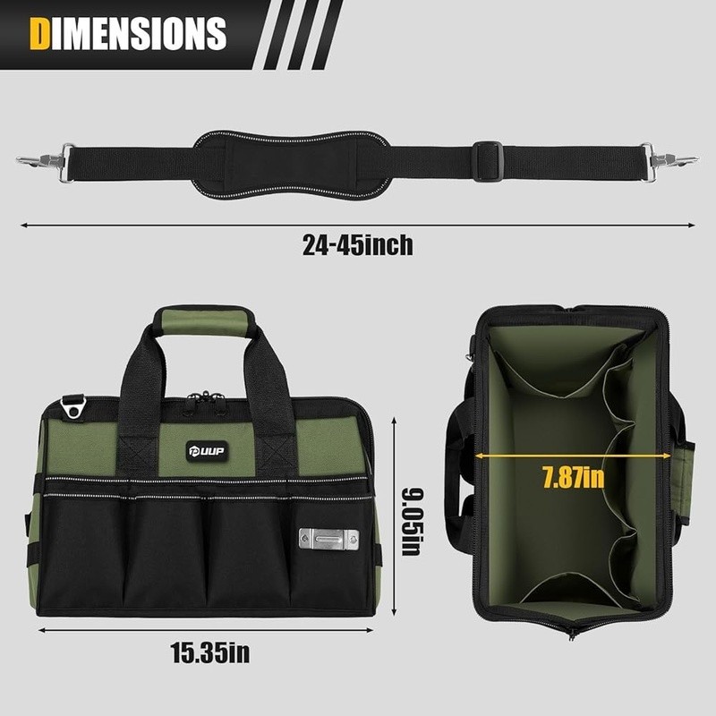 Heavy Duty Tool Bag 15″16-Pocket Empty Tool Box Organizer, Big Storage Toolbox