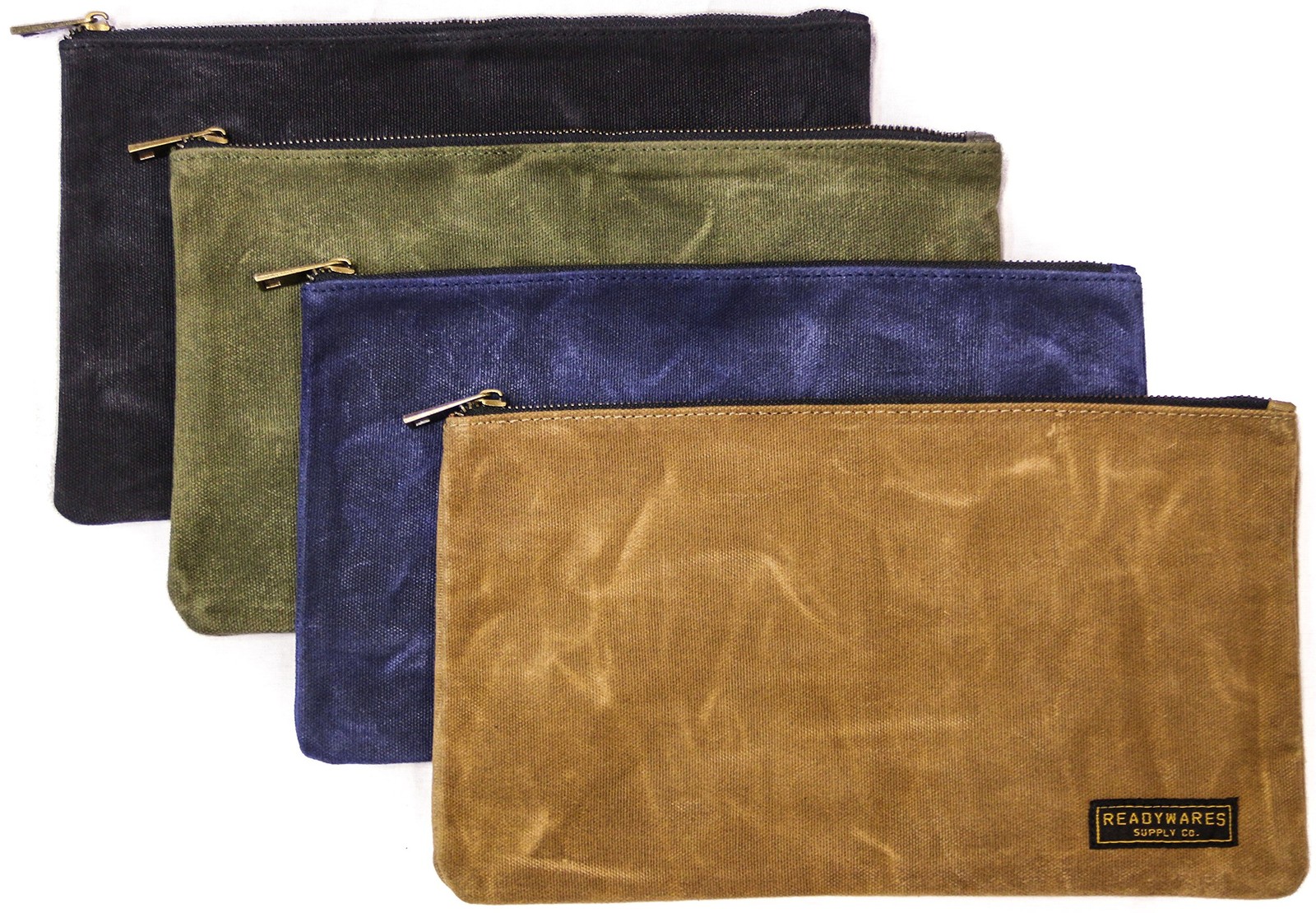 Waxed Canvas Zipper Pouch, Heavy Duty Canvas Tool Bags, 4 Colors: Tan, Olive,…