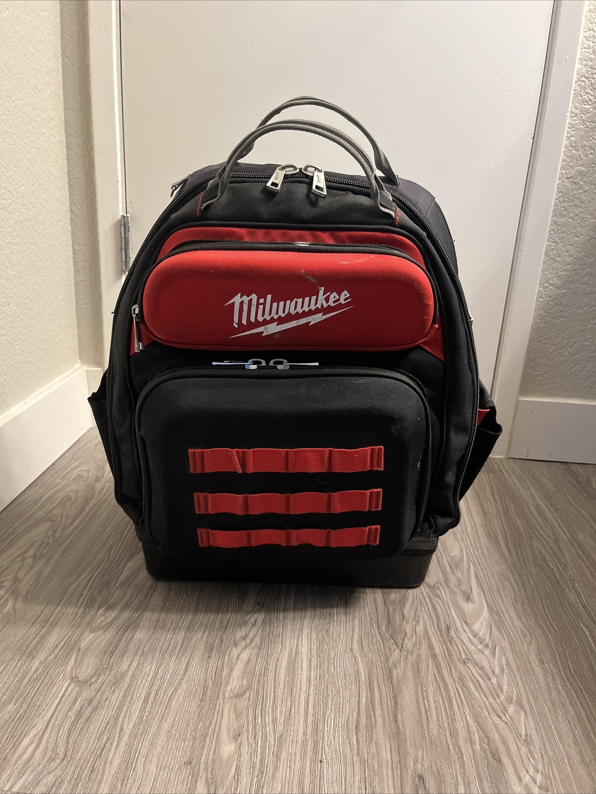 Milwaukee 48-22-8201 48-Pocket Hard Molded Ultimate Jobsite Backpack, Black/Red
