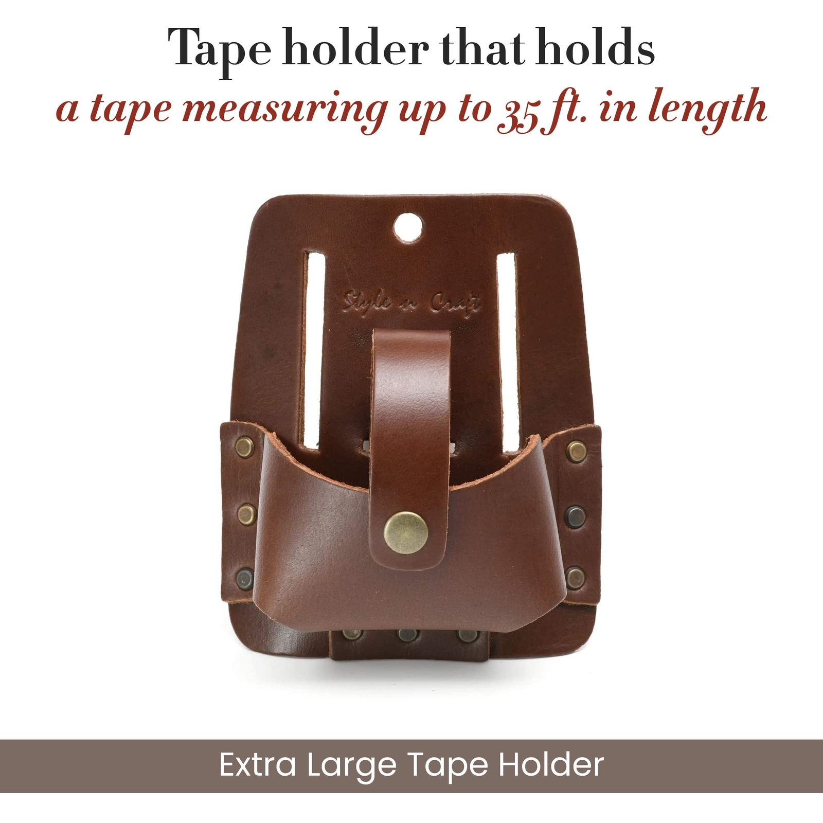 n Craft Extra Large Tape Holder Full-Grain Leather Tool Pouch Dark Tan #98014