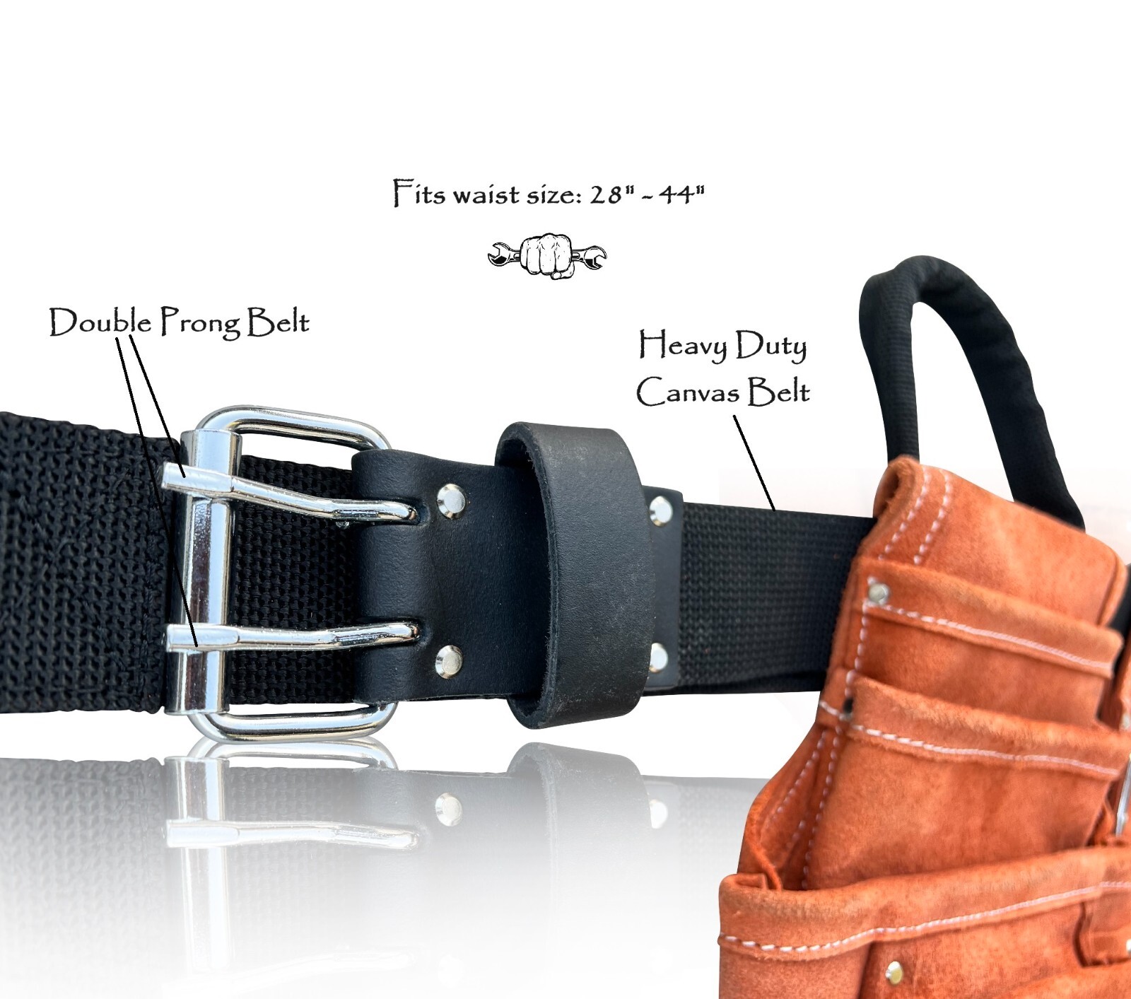 Heavy Duty Roofer, Framer, and Carpenter Tool Belt | Suede Leather | Durable