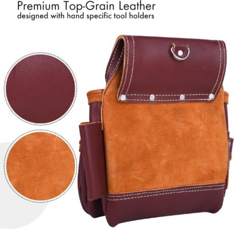 FUERI Leather Tool Belt 17 Pocket Pouches Bags Men Suspenders Holder Organizer