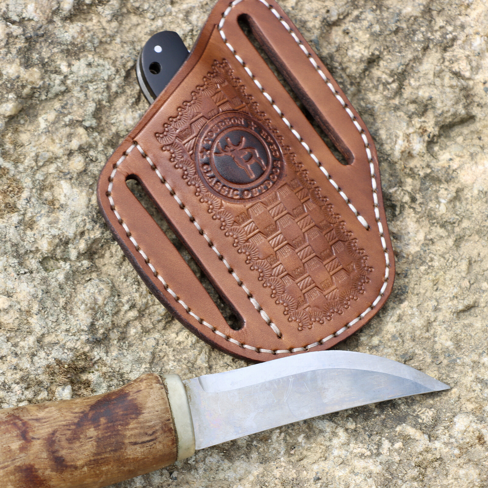 TOURBON Leather Knife Sheath Belt Carry Pouch EDC Folding Plier Case Tool Pocket