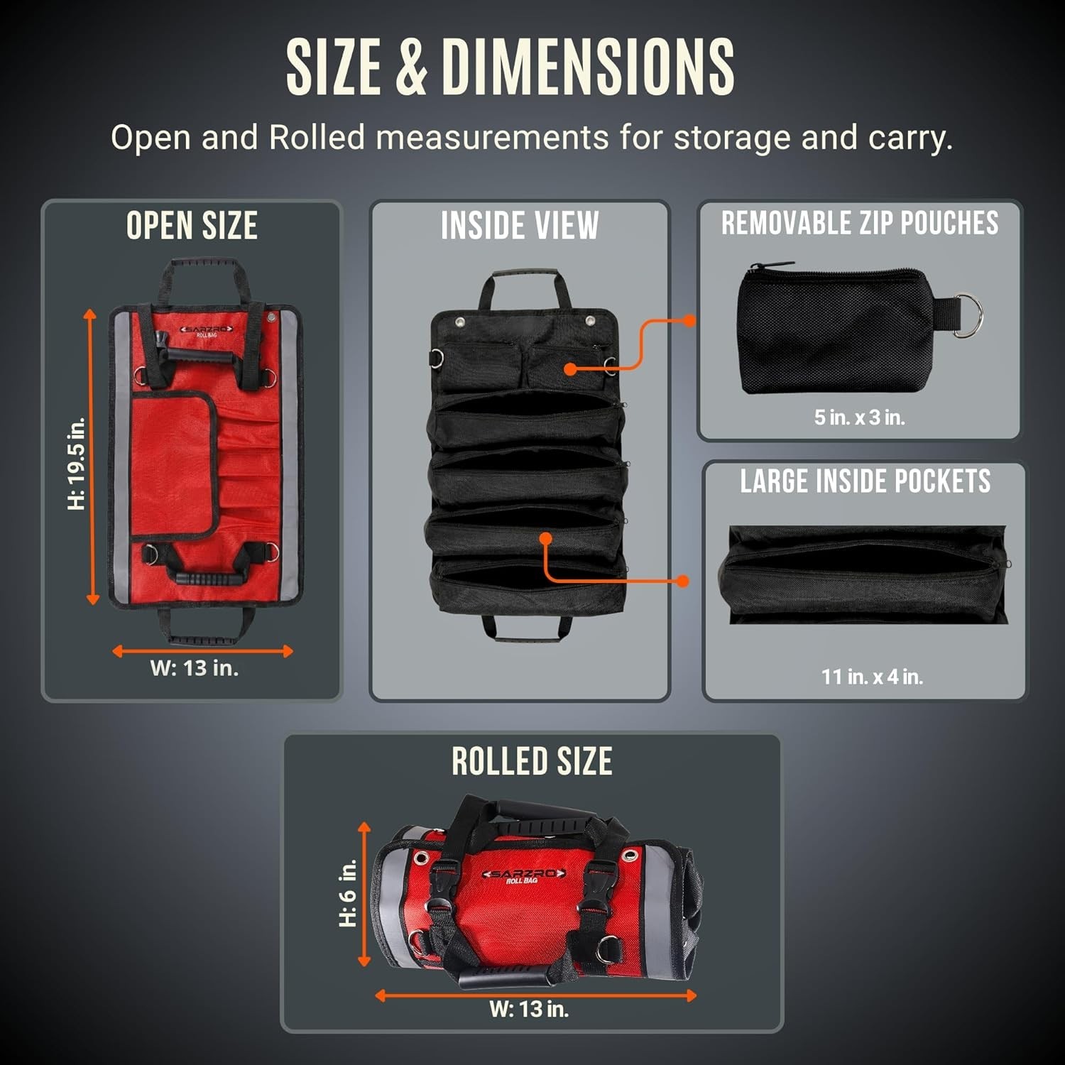 Roll Up Tool Bag Organizer, Folding tool bag, 1680D Polyester Tool Pouch with…