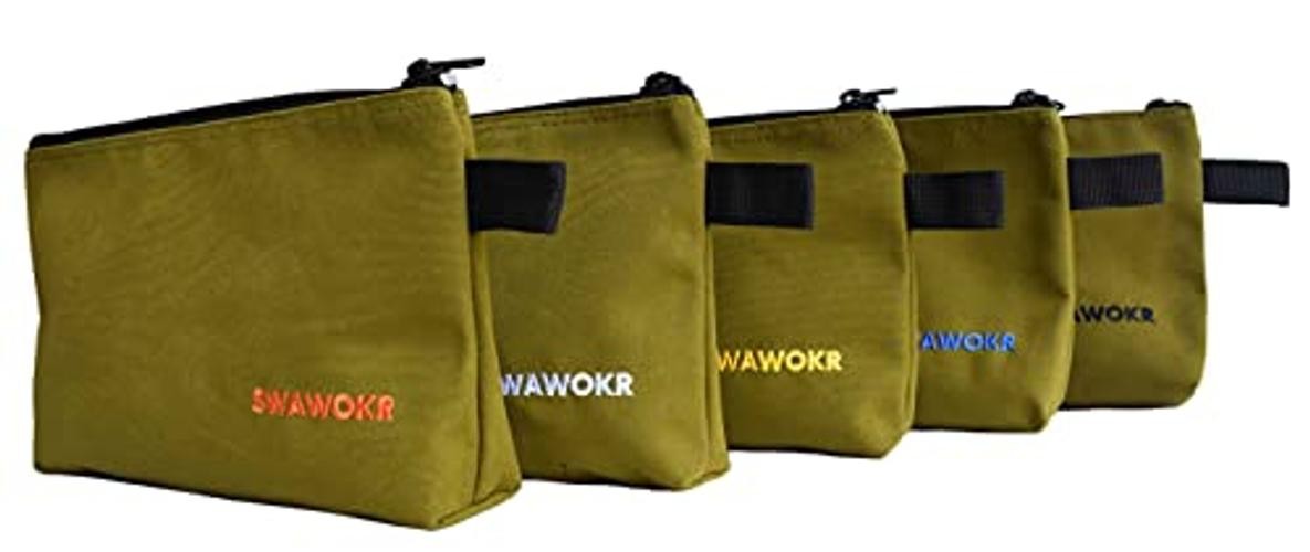 5 Pack 20 oz Canvas Zipper Tool Bags – Heavy Duty Utility Pouch – Water