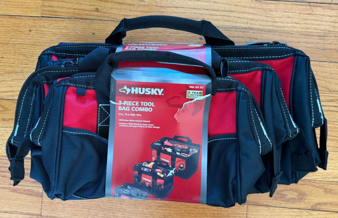 Husky 3 Tool Bag Combo Set – 12″, 15 ” and 18″ Bags