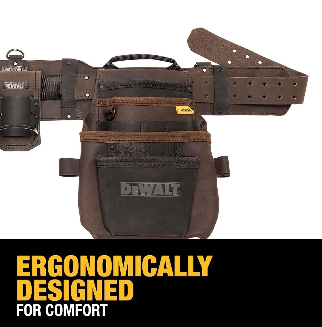 DeWalt DWST550113 Leather Tool Rig Heavy Duty Multiple Pockets Adjustable Belt