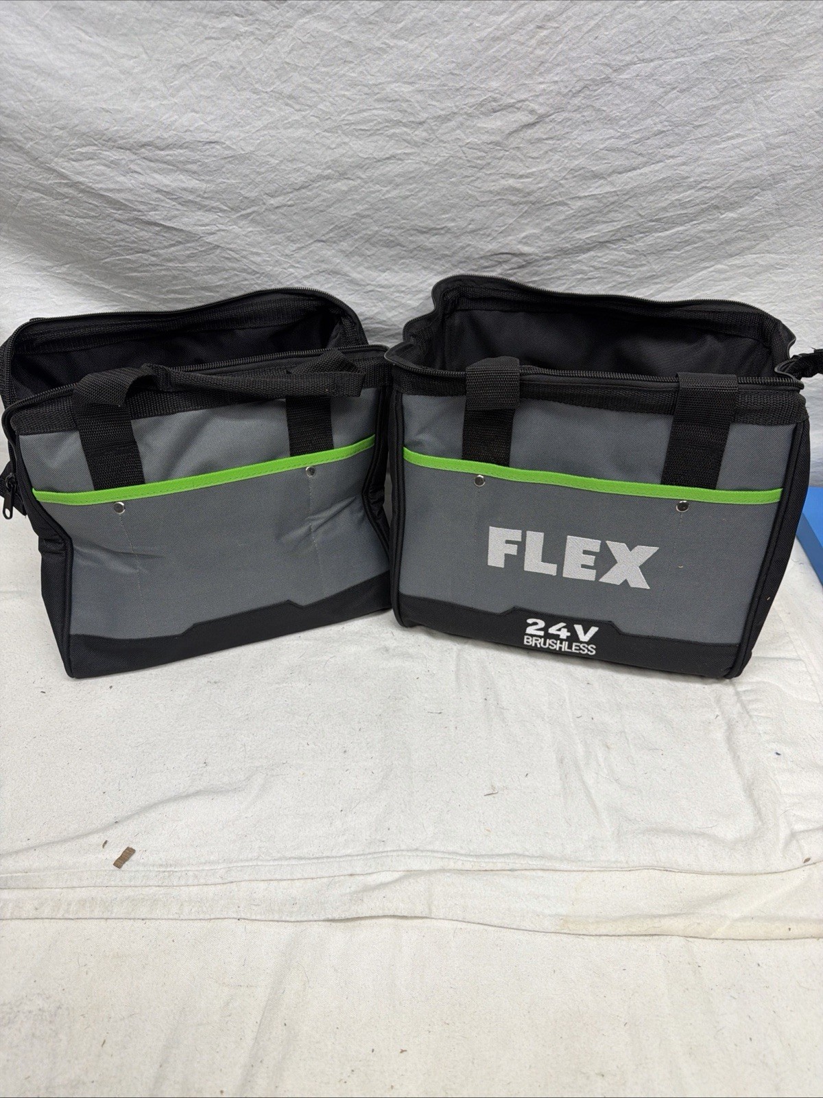 2 FLEX 24V Brushless Drill/Driver Tool Bags Approximately 12”x 9”x 9” Medium