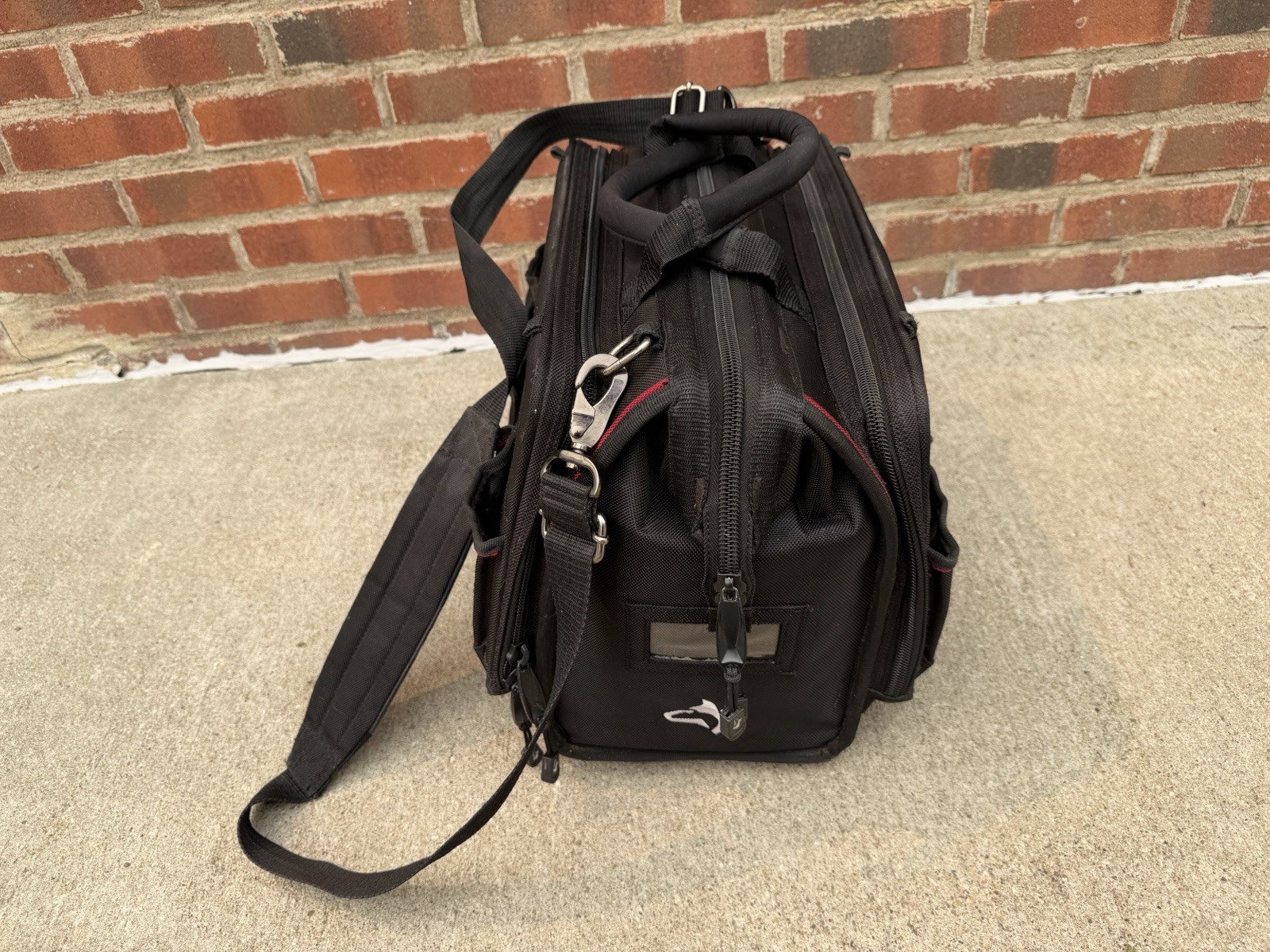 Husky 18″ Large-Mouth Tool Bag With Tool Wall Heavy-Duty Multi-Pocket Organizer