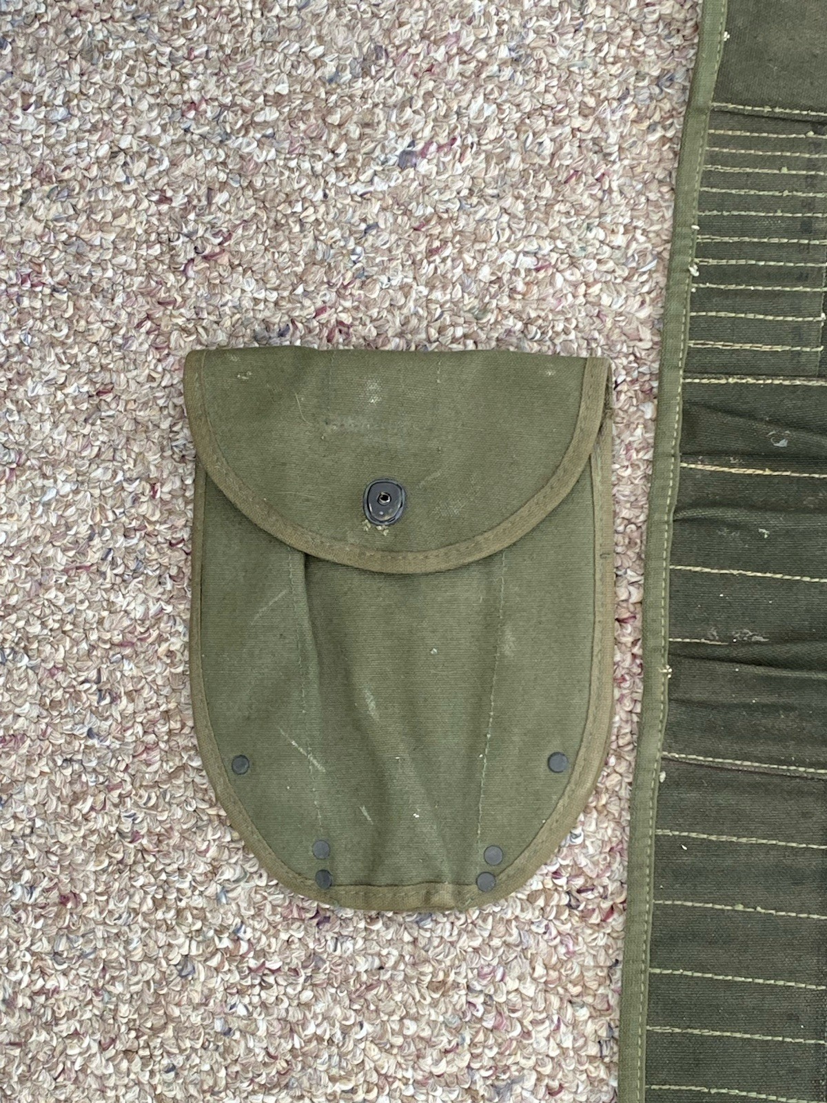 WW2 US Army Mechanic Roll Up Fold Shovel Tool Bag Carrying Case Canvas Military