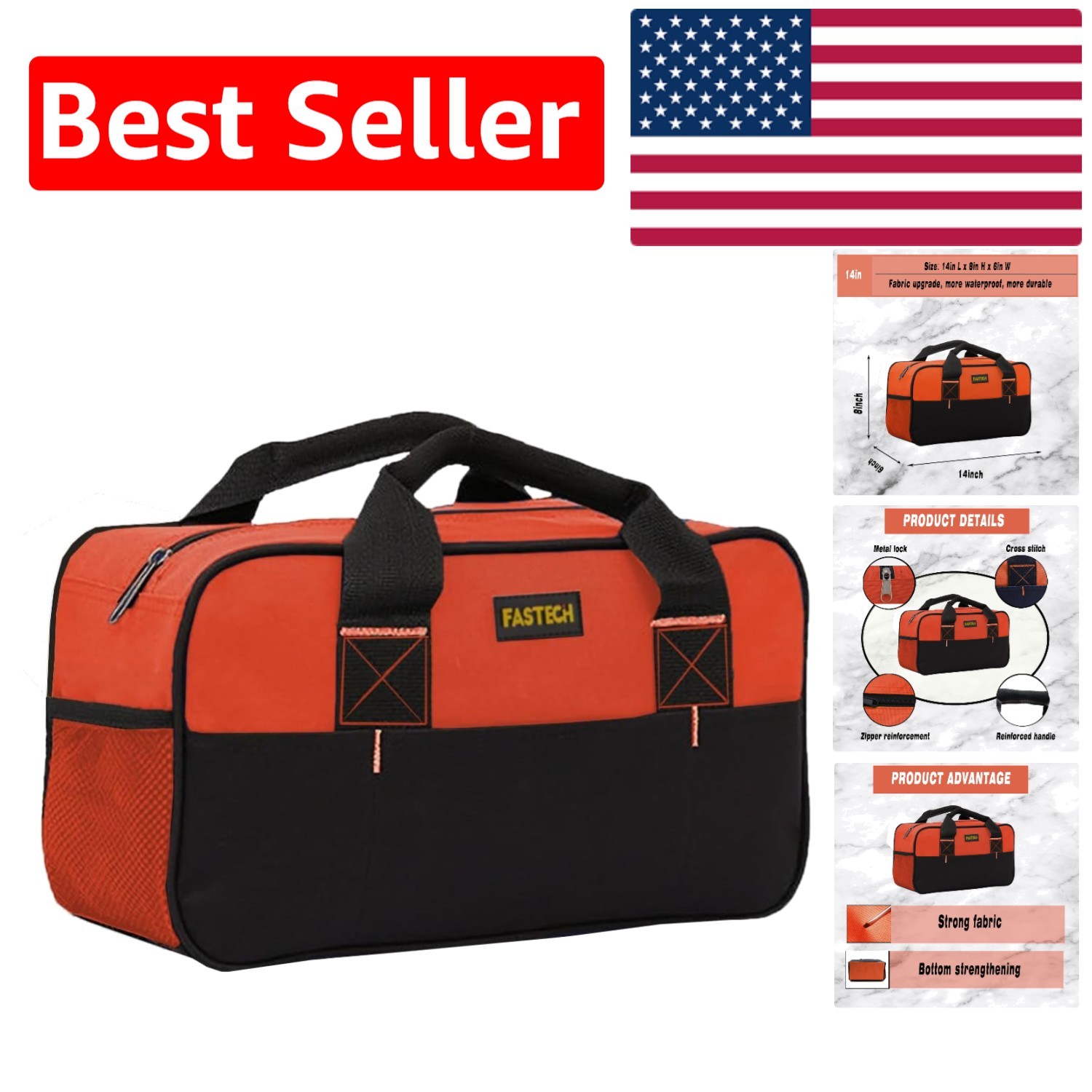 Multifunctional 14” Tool Organizer Bag – Waterproof, Compact & Stylish Orange