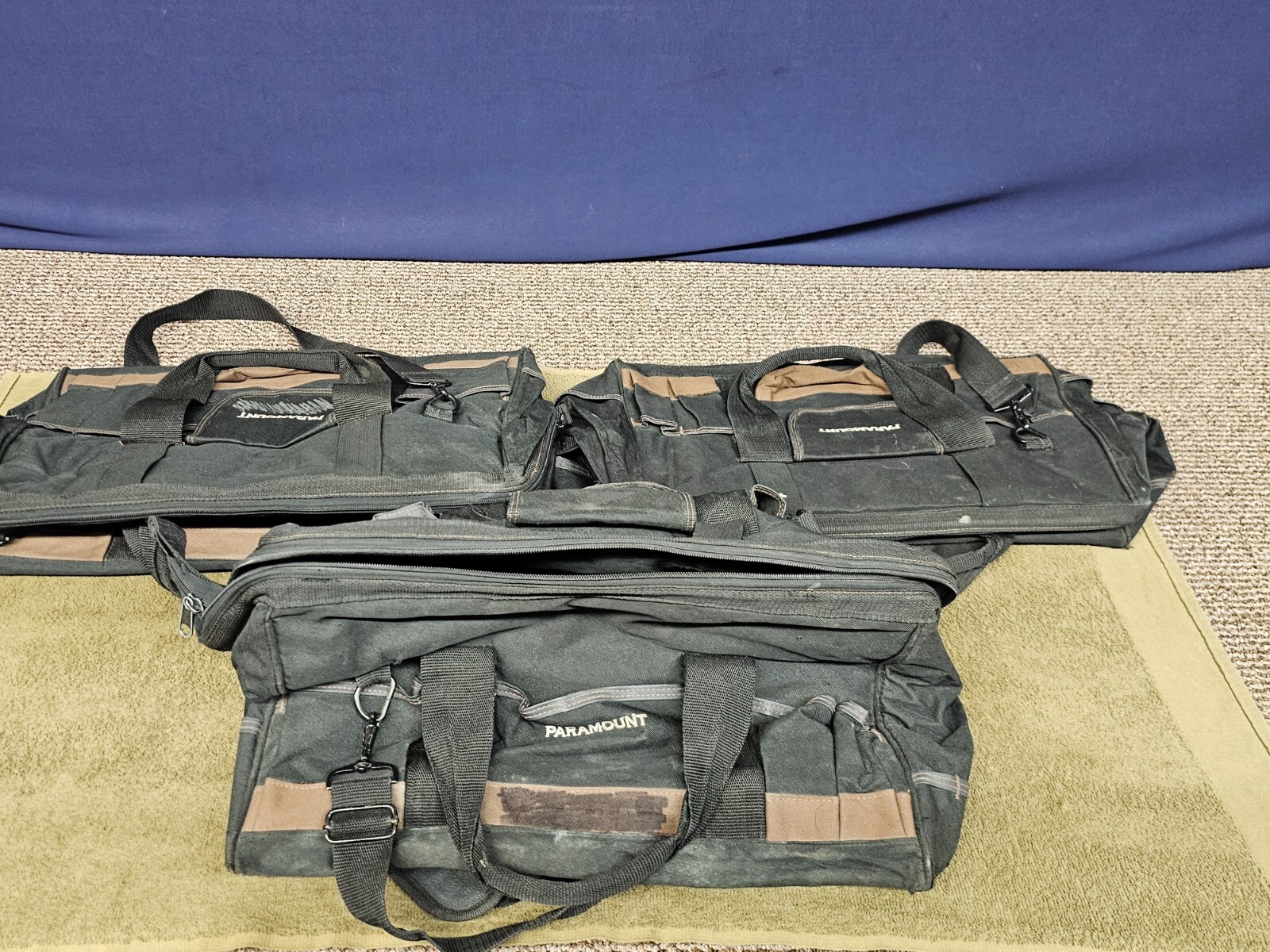 3 Paramount Mechanics Canvas Tool Bags Zipper Bag Black Large Military