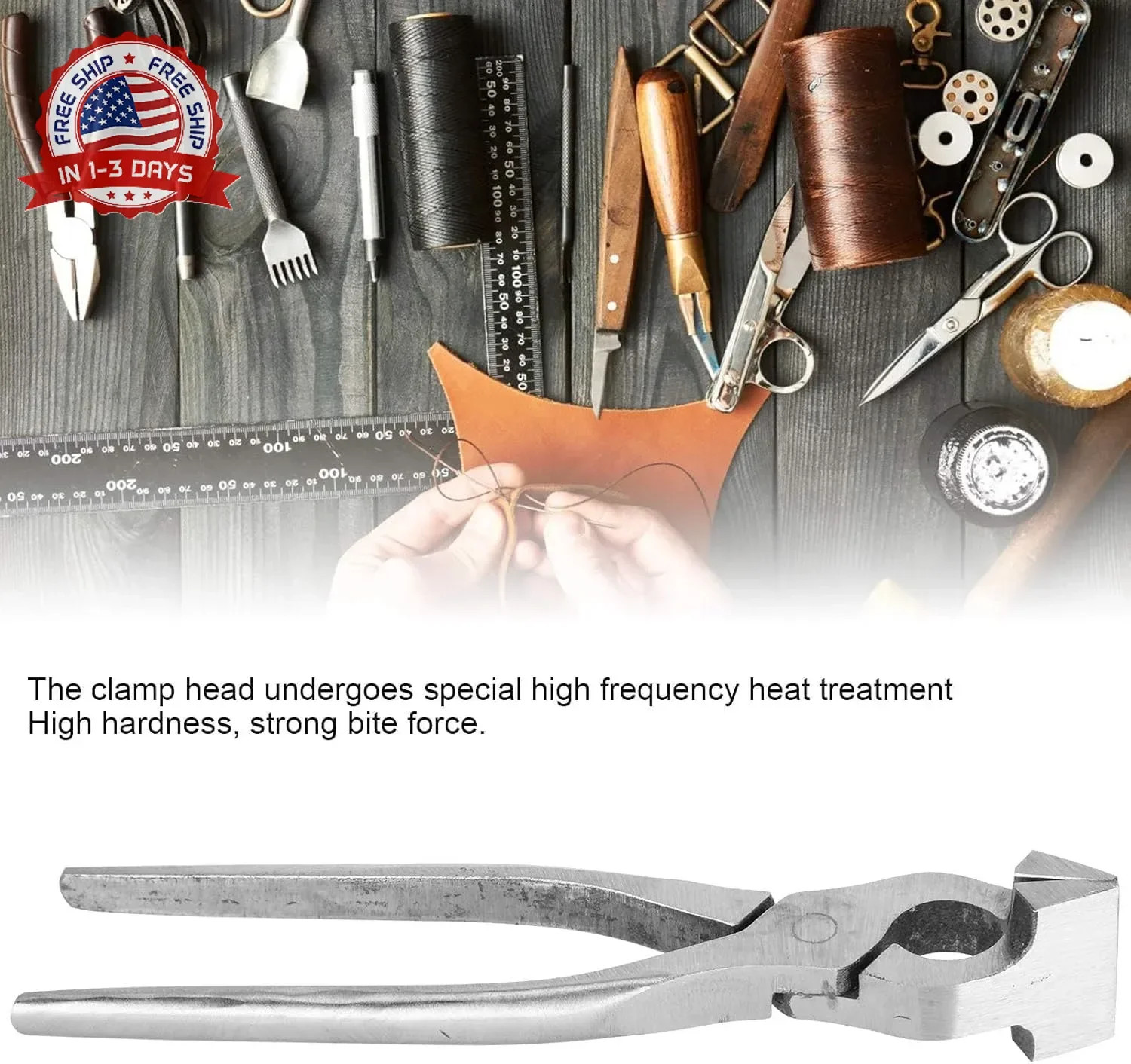 Flat Nose Duck Bill Pliers, Leather Flattening Clamp Tool for Backpack Bag DIY C