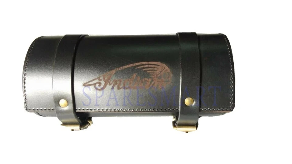 Pure Leather Engraved Tool Bag For Indian Chief Motorcycles in Black Color