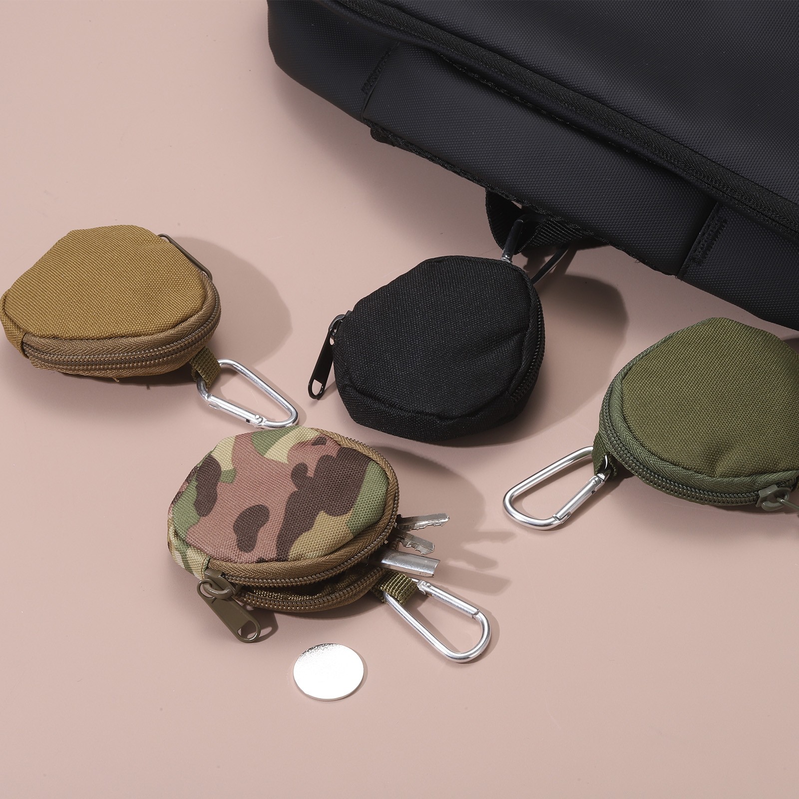 Small Admin Pouch, Mini Pouch Keychain Storage 3.3″x2.6″ & Camouflage & 2Pcs