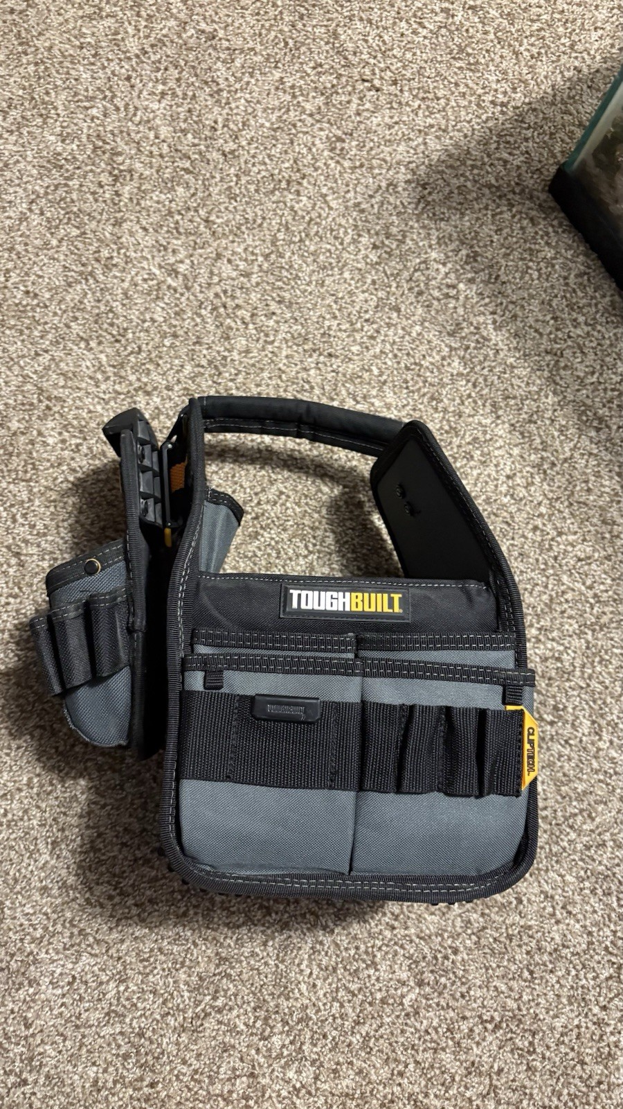 TOUGHBUILT Medium Tool Bag Black Fabric, Multiple Pockets, Removable Insert