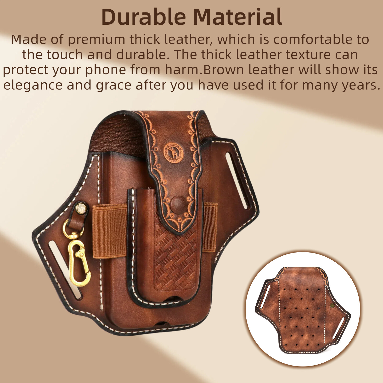 Tourbon Leather EDC Multitool Carry Sheath Belt Holster Pen Pouch Phone Case