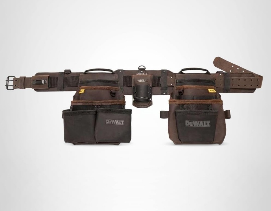 DeWalt DWST550113 Leather Tool Rig Heavy Duty Multiple Pockets Adjustable Belt