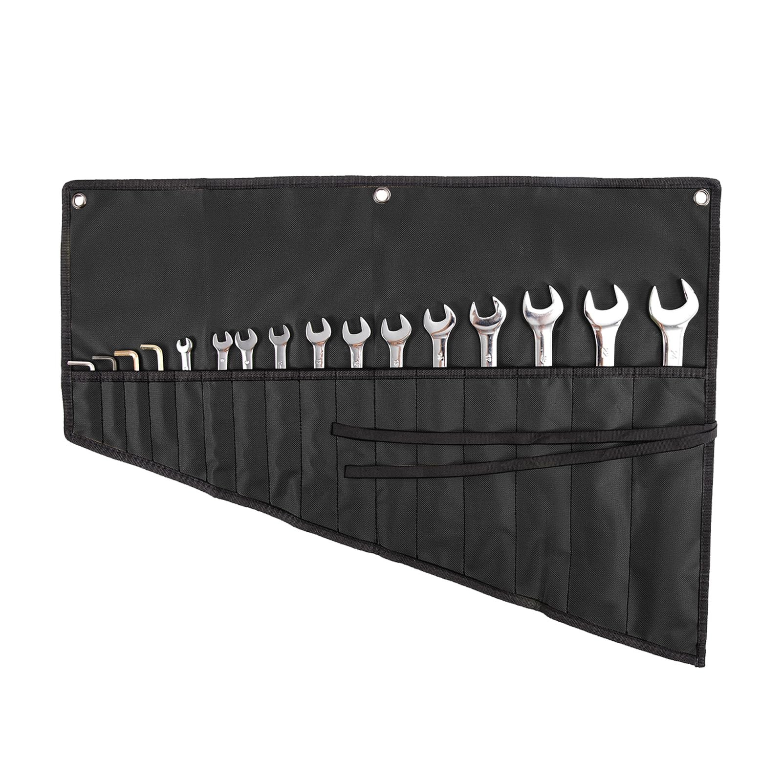 Wrench Organizer, Tool Roll Pouch,16-Pocket Waterproof Oxford Cloth Black