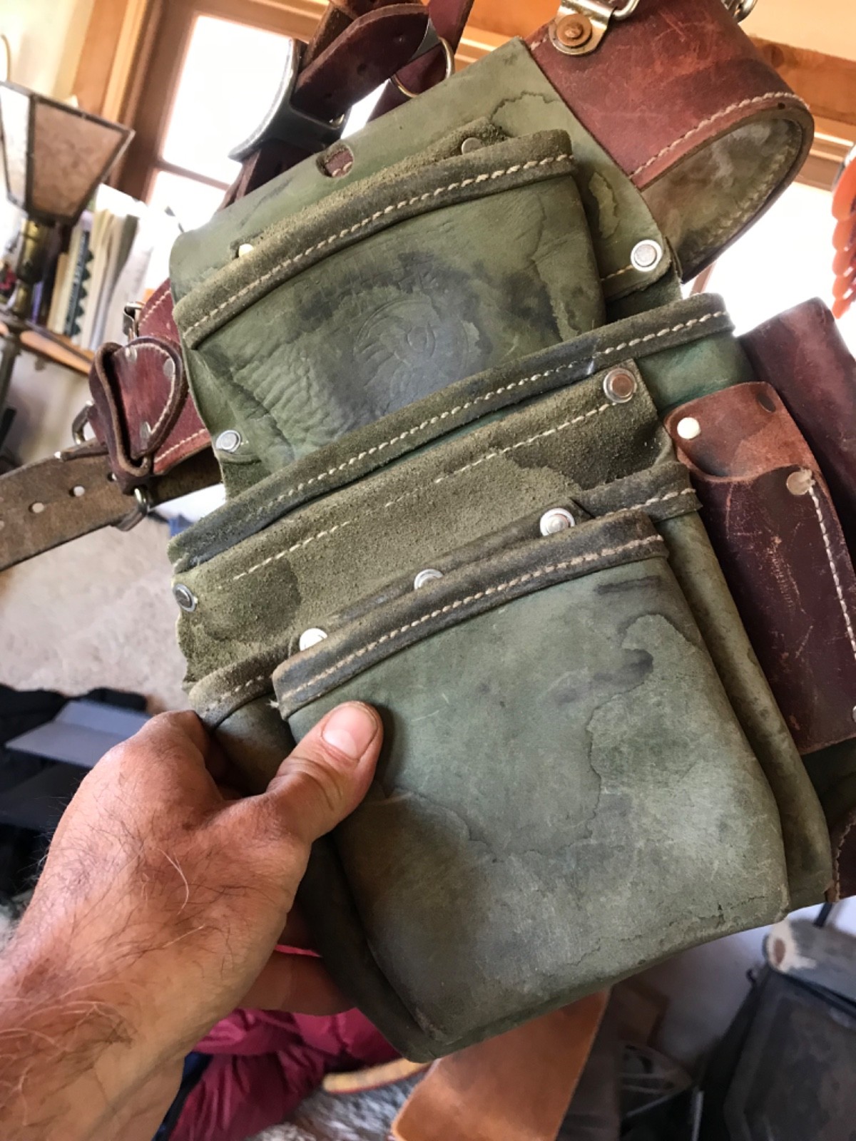 Vintage Occidental Leather Green Carpenter/Framer Tool Bags