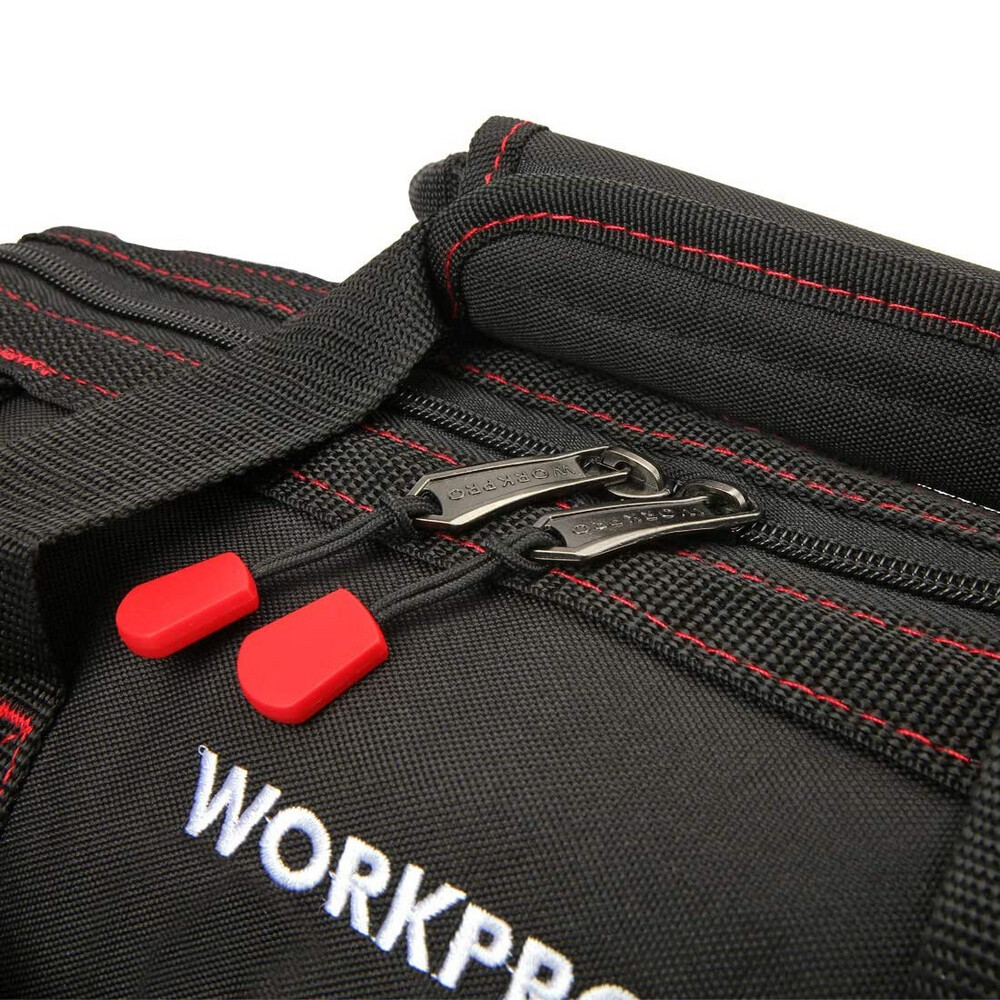 WORKPRO 16″/14″/12″ Close Top Wide Mouth Tool Storage Bag Rubber Base Pocket Bag