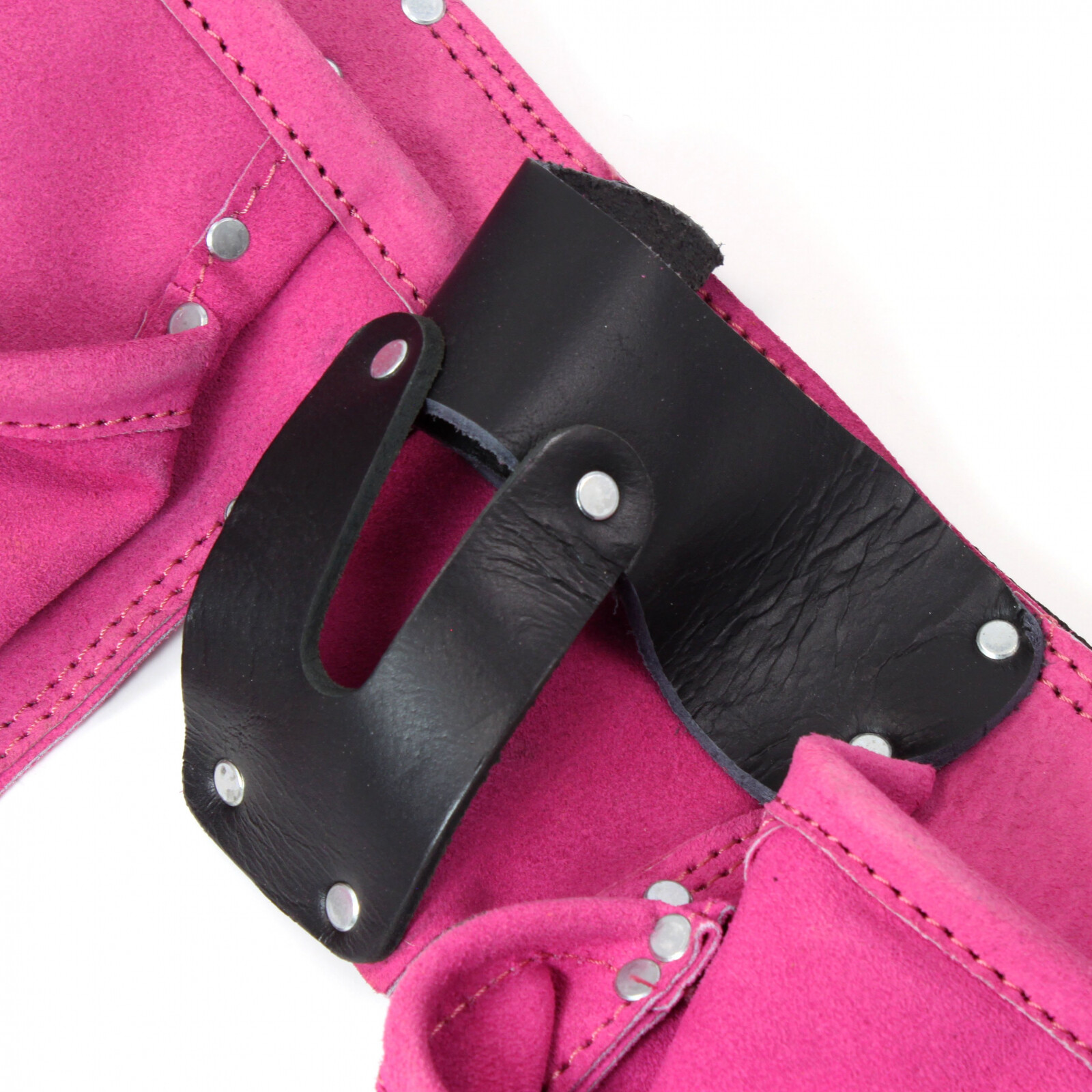 9 Pocket Tool Belt Pouch Heavy Duty Pink Suede Leather Fits Hammer And Nails