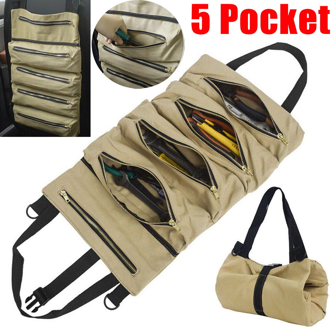 Roll Tool Roll Multi-Purpose Tool Roll Up Bag Wrench Roll Pouch Hanging Carrier