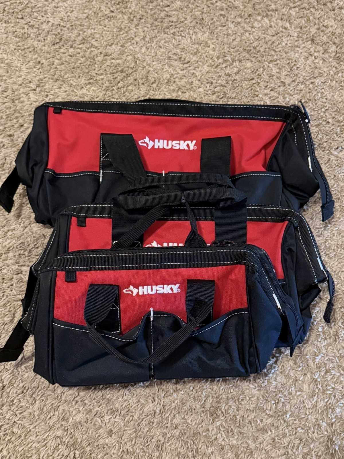 New Husky 3 Tool Bag Combo Set -12 inch 15 Inch and 18 inch Bags Water Resistant