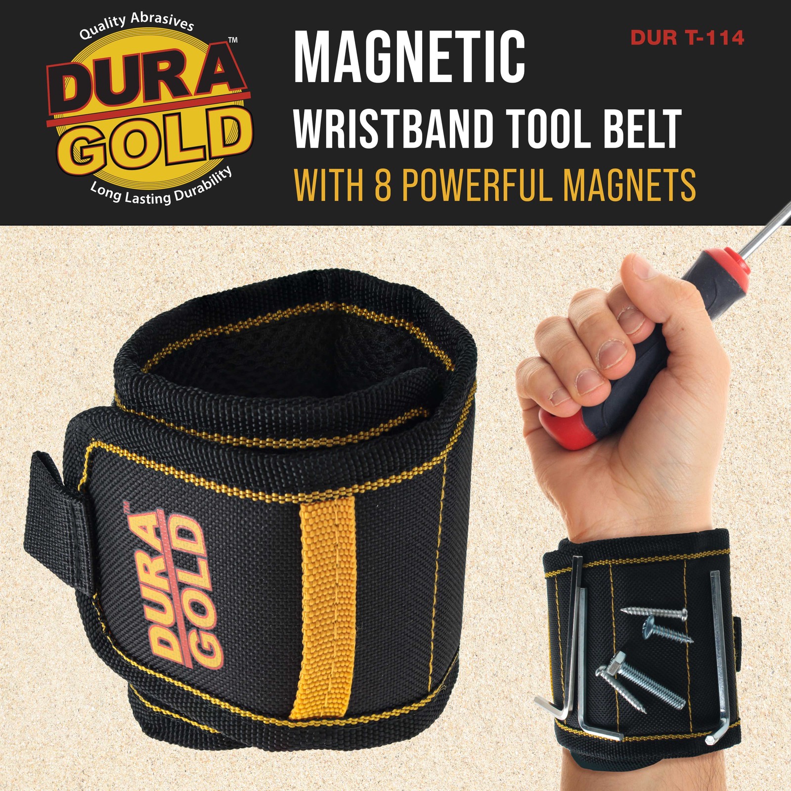 Magnetic Wristband Tool Belt, Powerful Magnets, Holds Fasteners, Screws, Nails