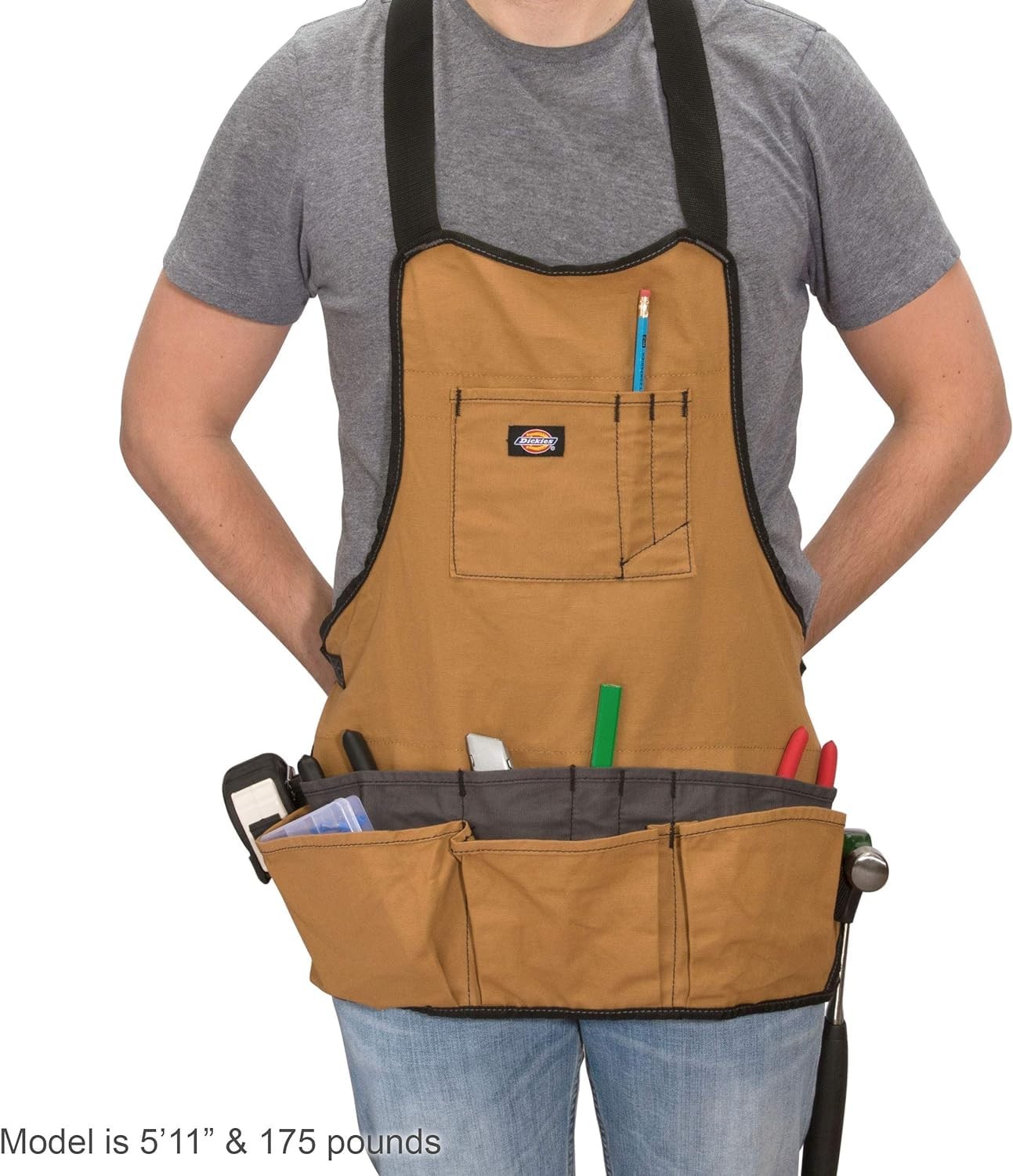 Dickies 16-Pocket Workshop Bib Apron, Durable Canvas 1 Unit, Tan