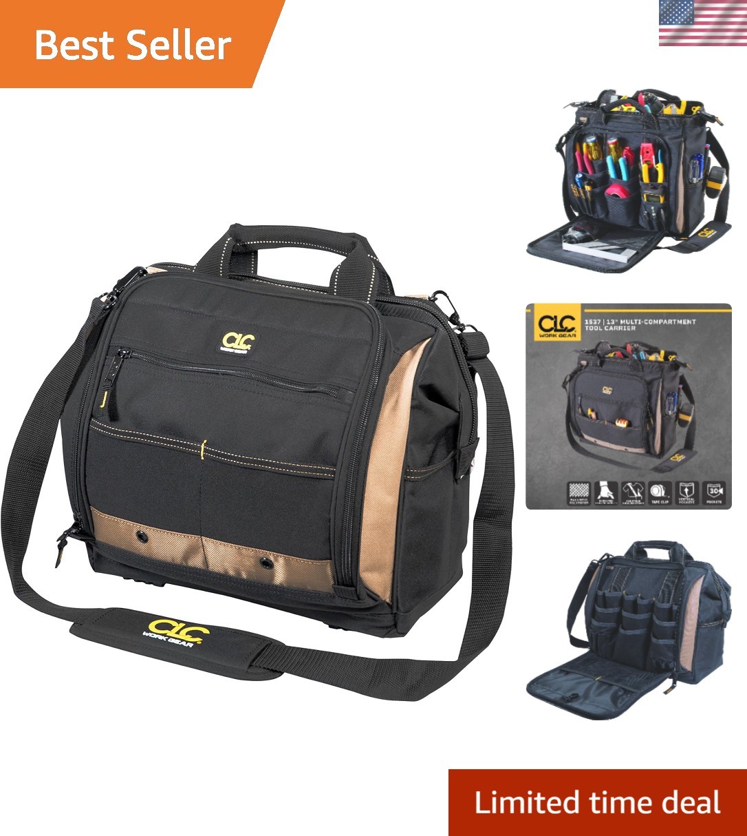Multi-Compartment Tool Carrier, 30 Pocket, 13 In.