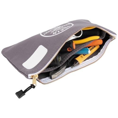 Klein Tools 55578 Zipper Bag with Divider, No. 10 Canvas, 7-Inch x Gray