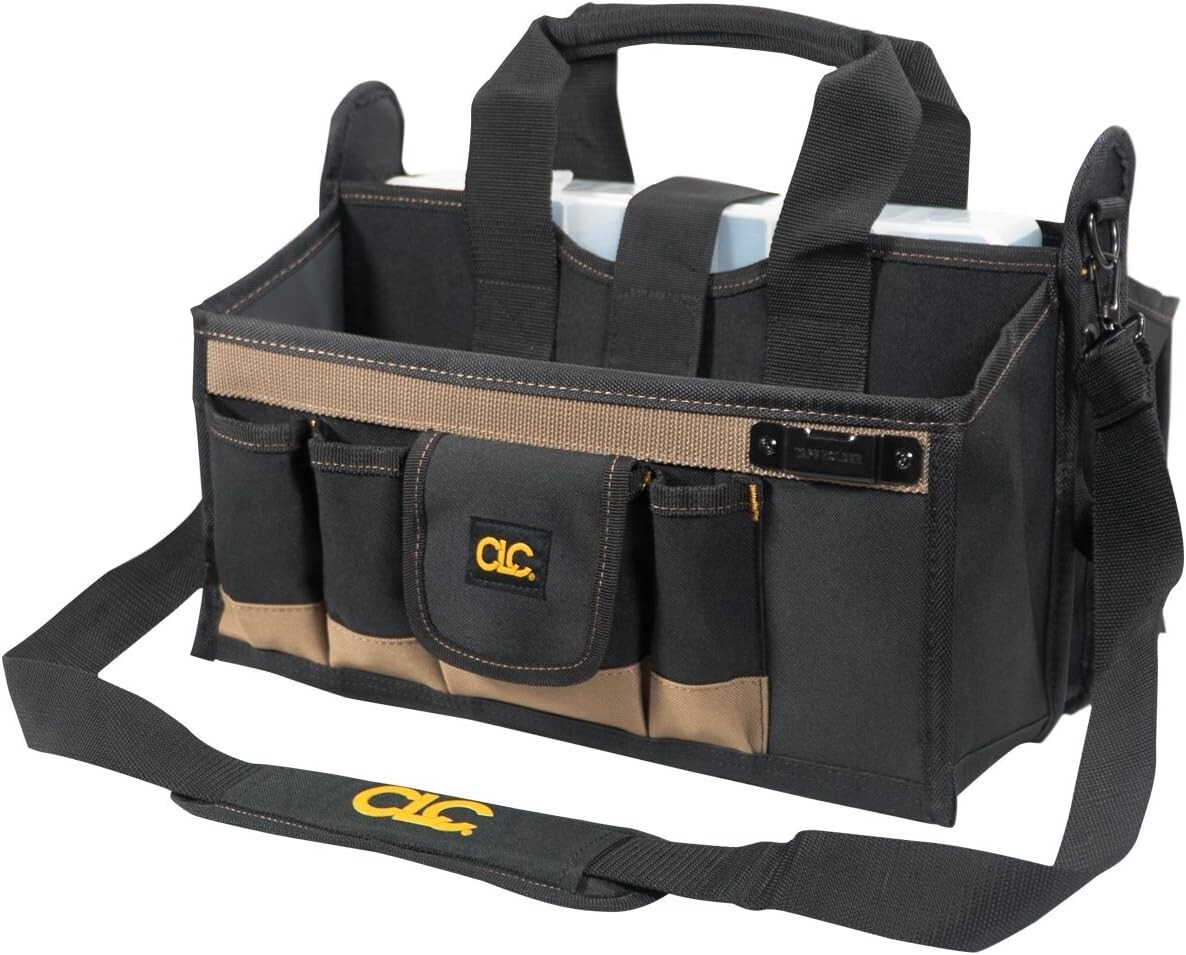 Stylish CLC 16 In. Tool Bag with Adjustable Strap and Parts Tray Included