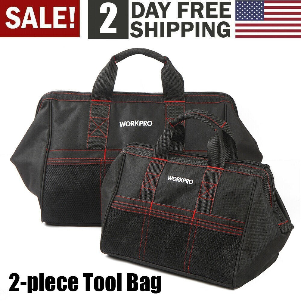 13″ 18″ Wide Mouth Tool Bag Wear-Resistant Base Pocket Tool Tote Pouch Organizer