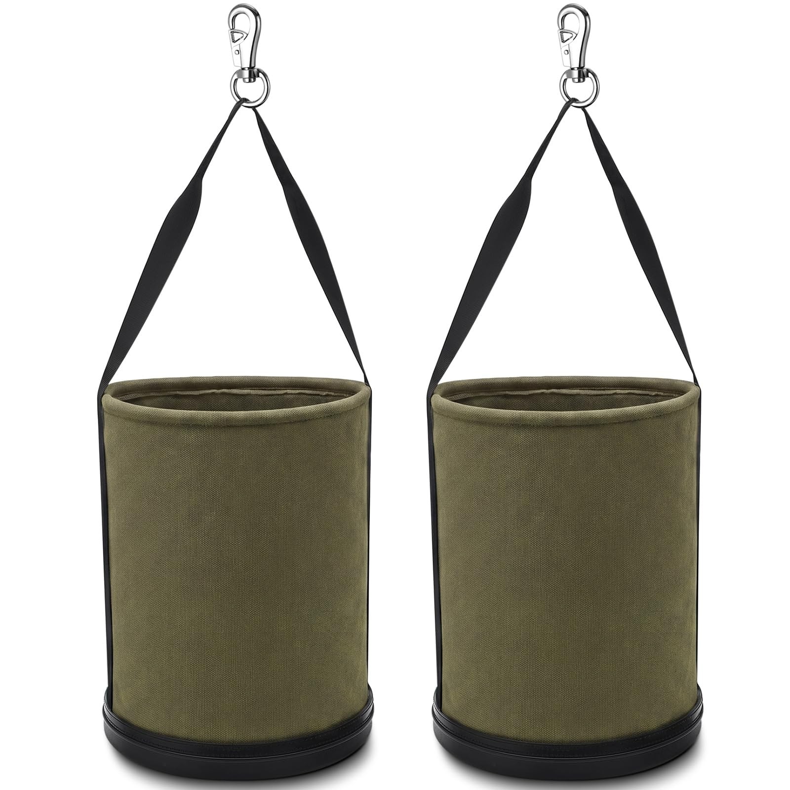 2 Pack Canvas Bucket 15″ x 12″ Heavy Duty Lineman Tool Bag with Plastic Botto…