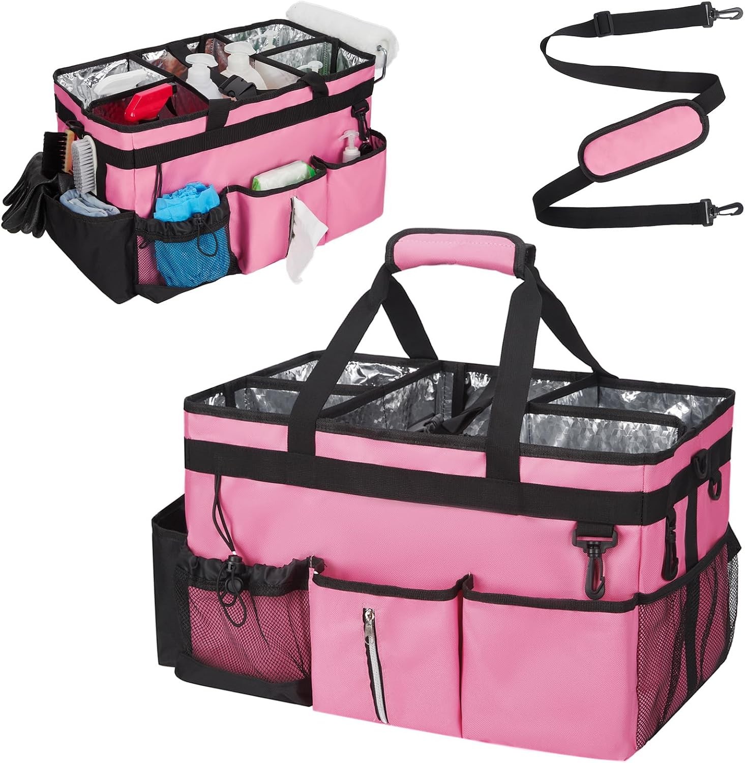 Pocket Tool Tote 17in Oxford Storage Bag Padded Handle Strap for Electrician
