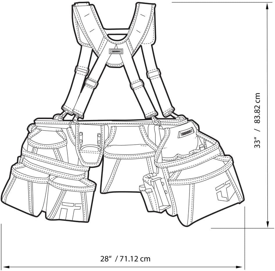 ToughBuilt – Pro Framer Suspension Rig Tool Belt System 2 Large Pouches
