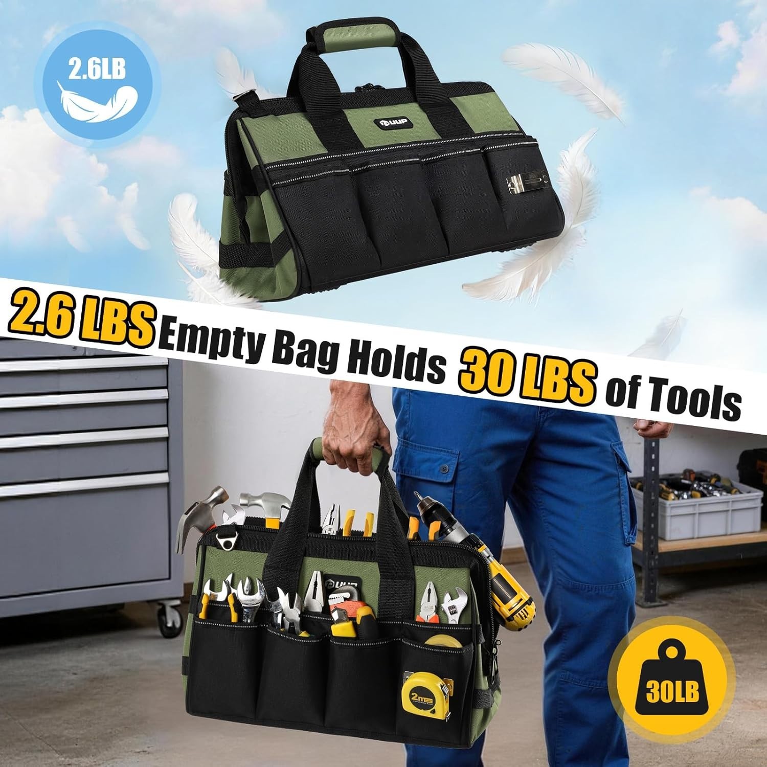 Expandable MOLLE 15.5-Inch Tool Bag – 16 Pocket Heavy-Duty Storage Solution