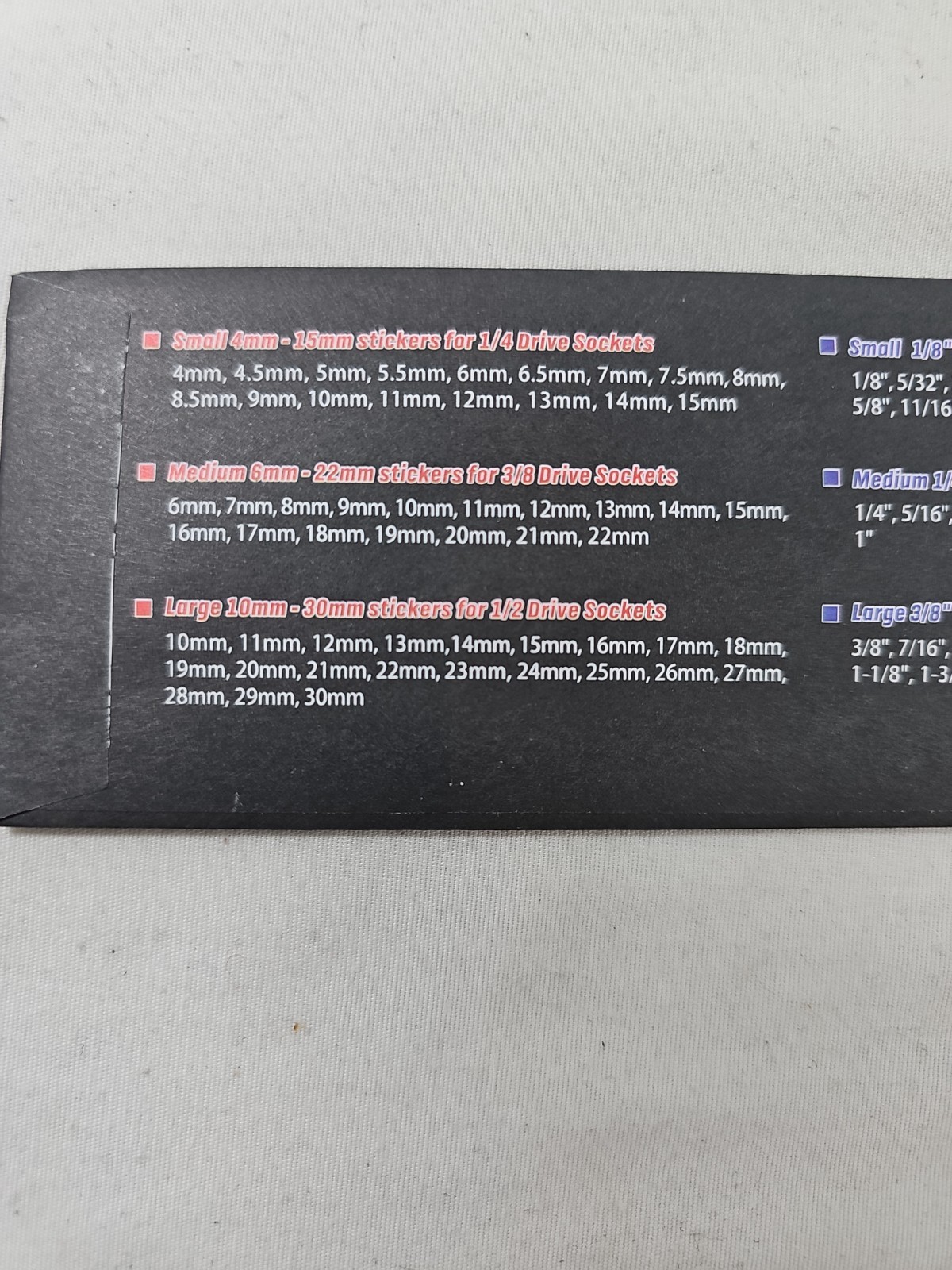 NEW! Socket Labels for SAE and METRIC – Label your socket sets!