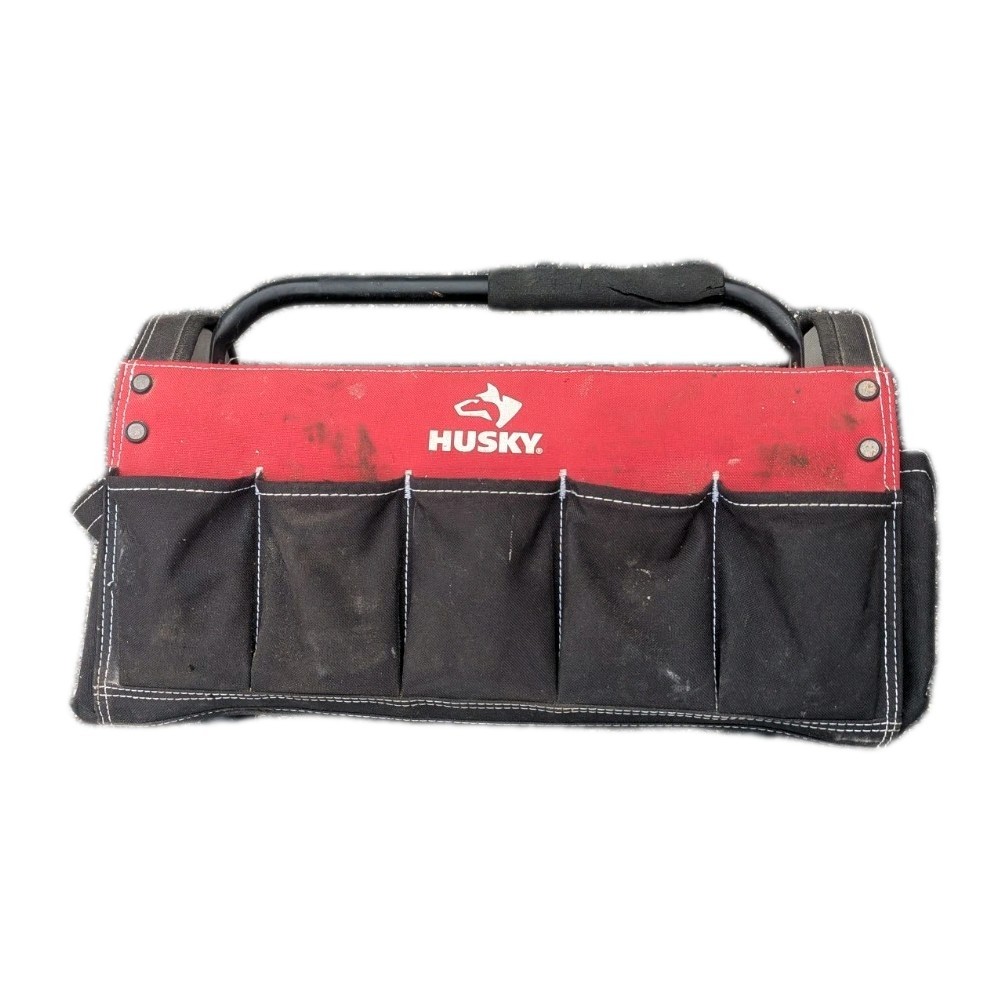 Husky Heavy Duty Red Black Contractor 17” Jobsite Tool Bag tote caddy